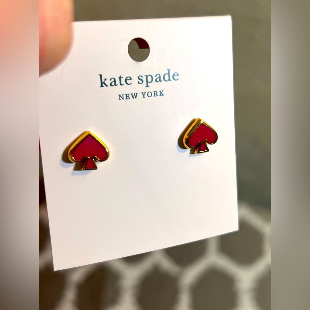 Kate Spade Hot Pink and Gold Spade Earrings